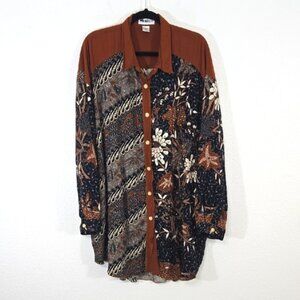 Vintage We Be Bop Brown/Black/Cream Beaded Floral Tribal Tunic/Dress, size 3X